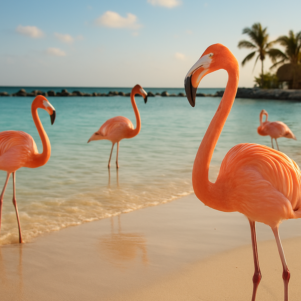 Renaissance Island and Its Famously Staged Flamingos — Oranjestad, Aruba