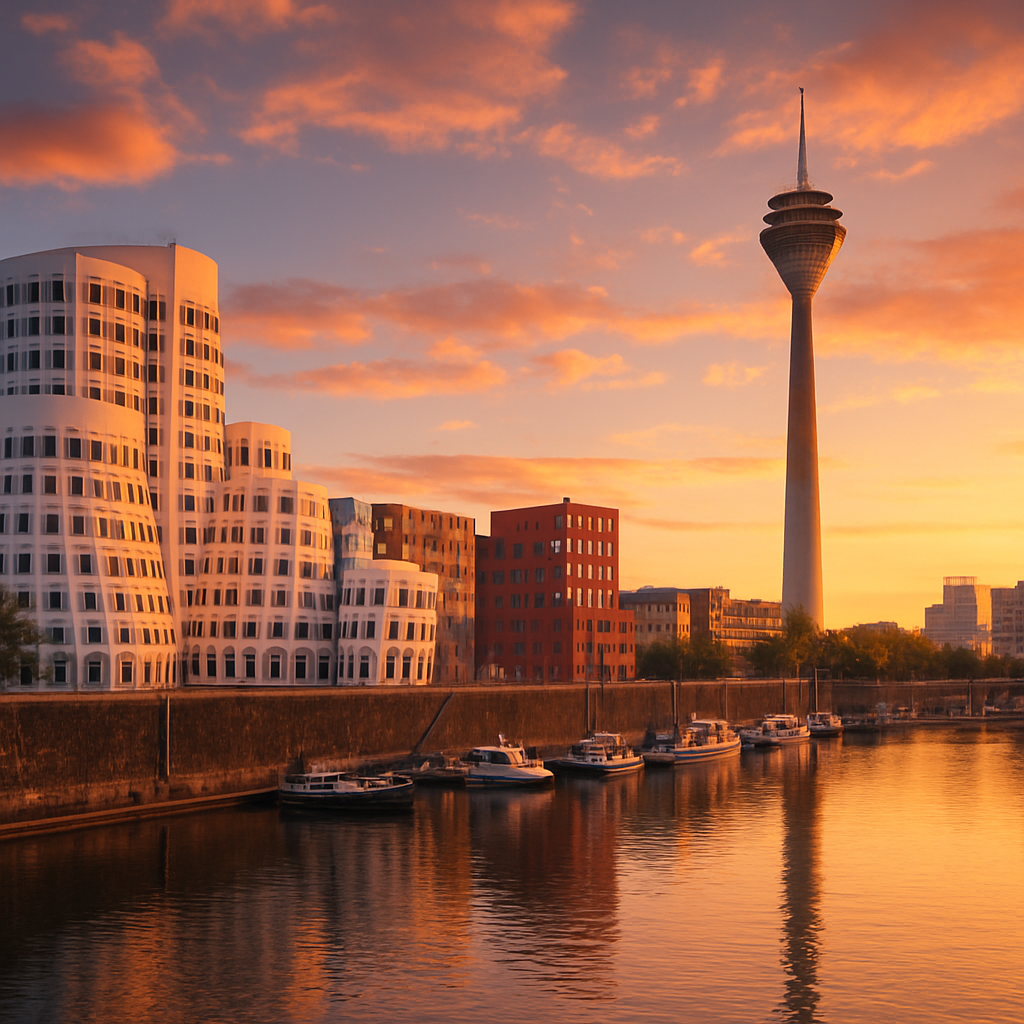 Golden Hour in the Gehry Buildings — Düsseldorf, Germany