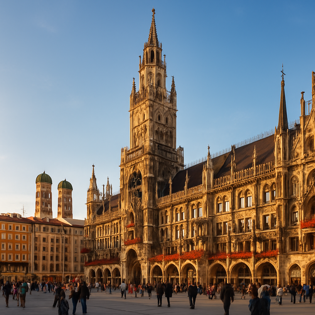 The Glockenspiel and the Old Town at Dusk — Munich, Germany