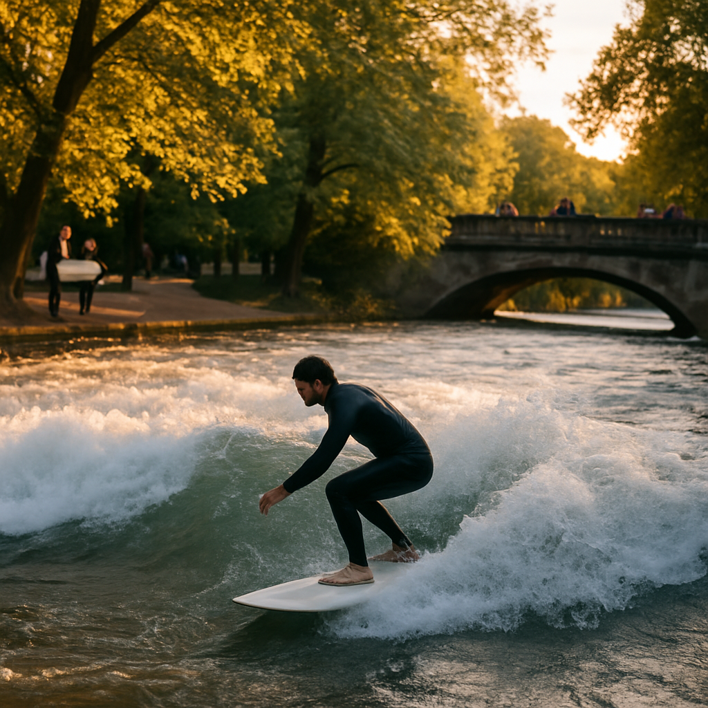 Watch the Eisbach Surfers in the English Garden — Munich, Germany