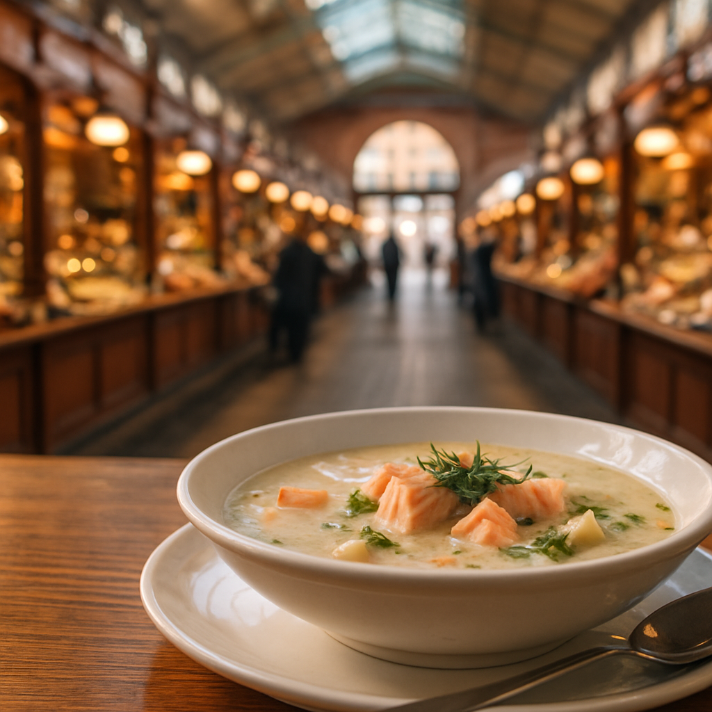 Salmon Soup at the Old Market Hall — Helsinki, Finland