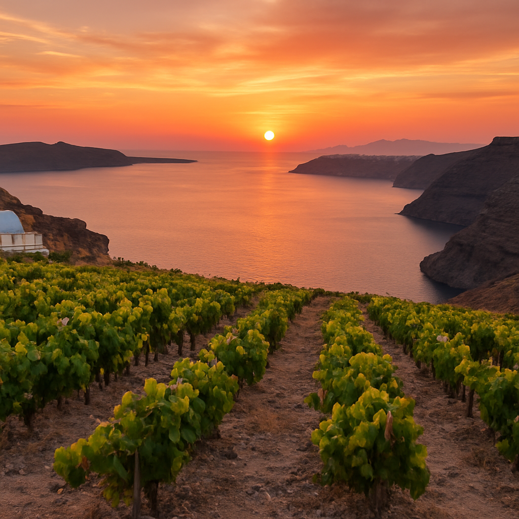 Assyrtiko at Santo Wines for Sunset — Santorini, Greece