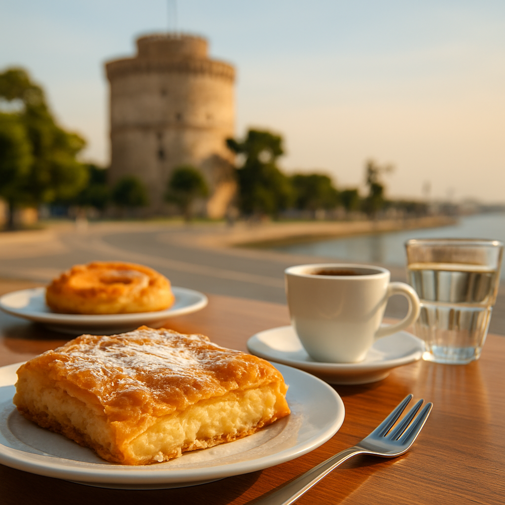 Bougatsa at Bantis, Standing at the Counter — Thessaloniki, Greece