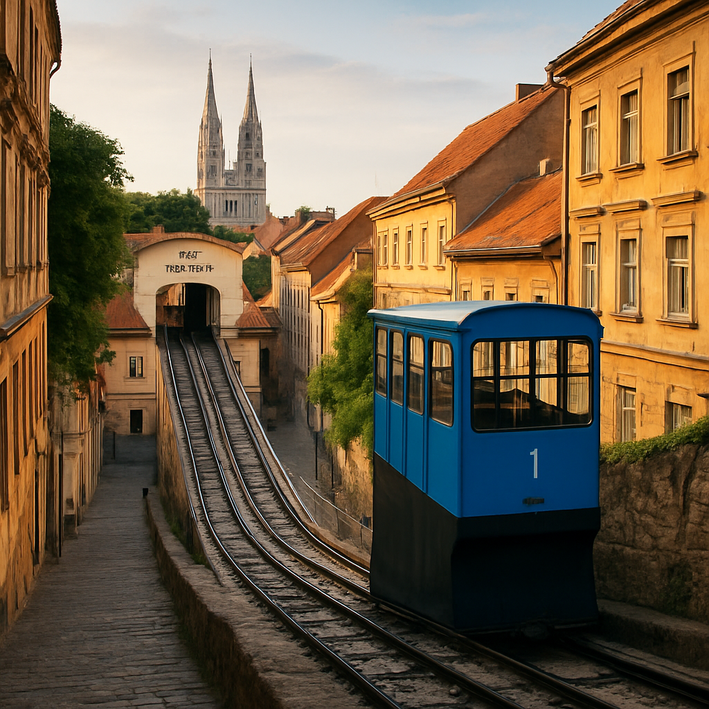 The Funicular at Sunset — Zagreb, Croatia