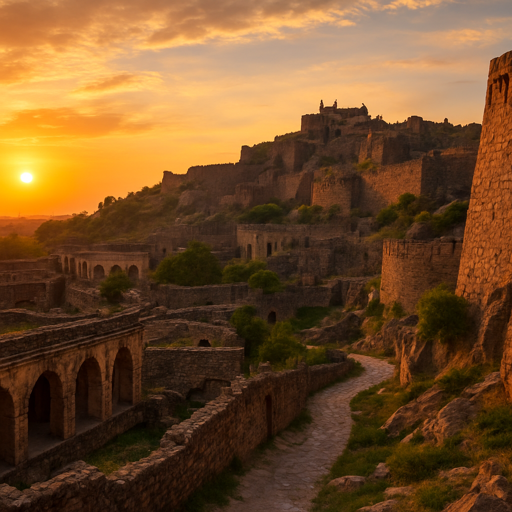 Golconda Fort at Sunset — Hyderabad, India
