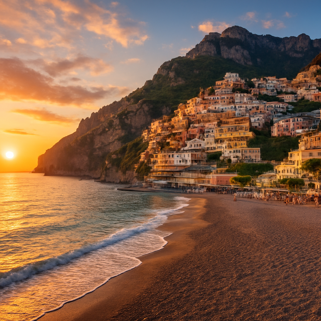 Fornillo Beach at Golden Hour — Positano, Italy