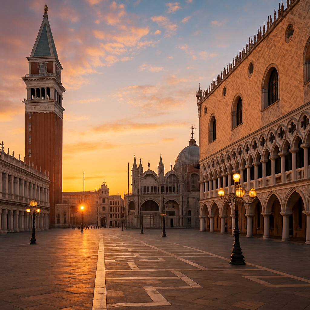 Basilica di San Marco and the Piazza at Dawn — Venice, Italy