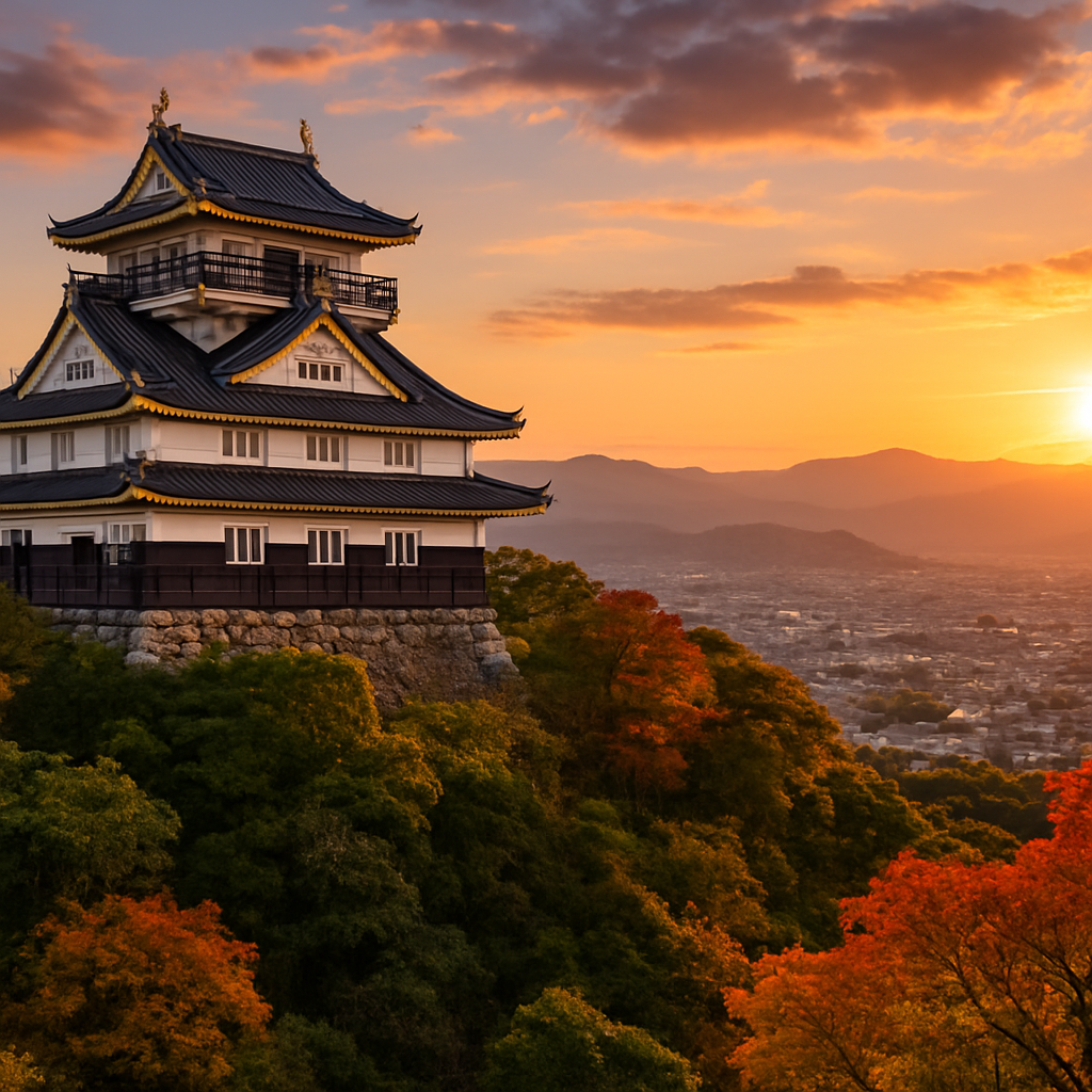 Mount Kinka Ropeway to Gifu Castle at Sunset — Gifu, Japan