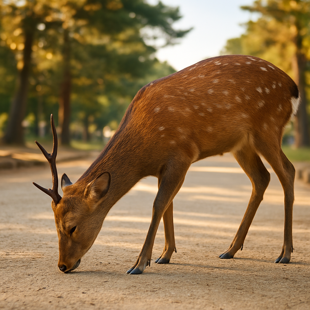 Bow With the Deer in Nara Park — Nara, Japan