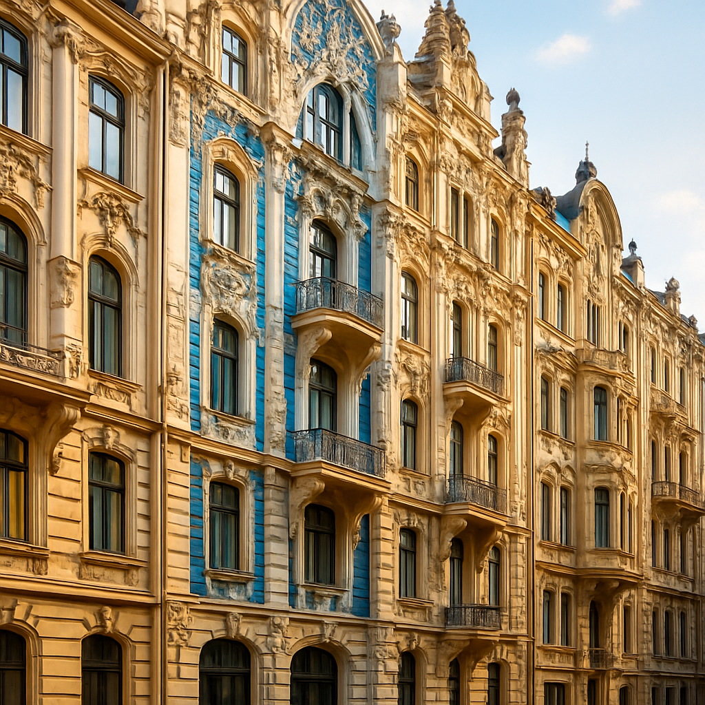 The Art Nouveau Facades on Alberta iela at Golden Hour — Riga, Latvia