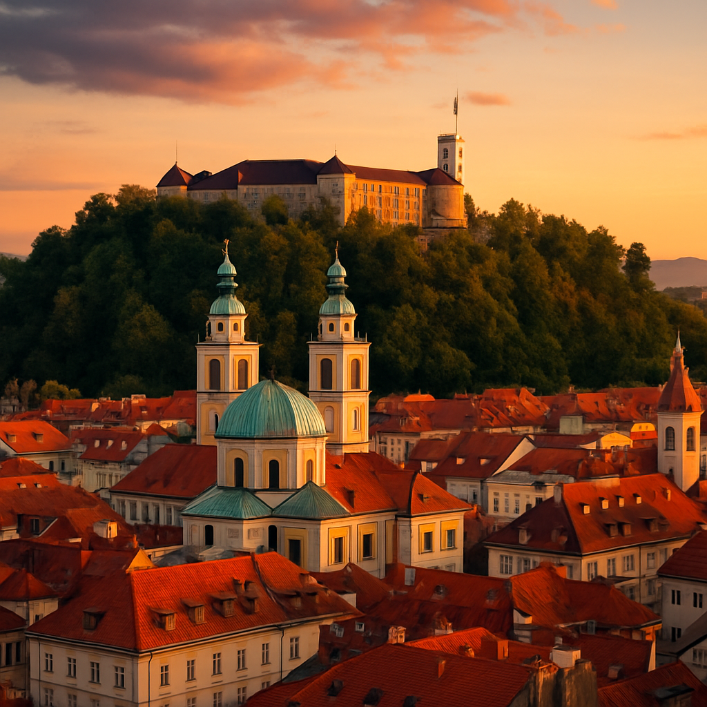 Funicular Up to the Castle at Sunset — Ljubljana, Slovenia