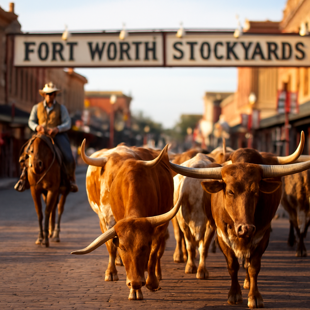 The Stockyards Cattle Drive and a Drink at Mule Alley — Fort Worth, United States
