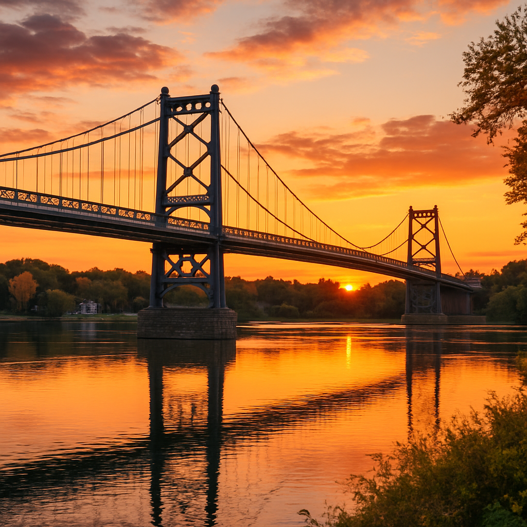 Golden Hour on the Free Bridge — New Hope, United States