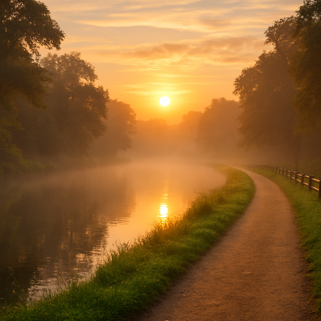 Sunrise on the Delaware Canal Towpath — New Hope, United States