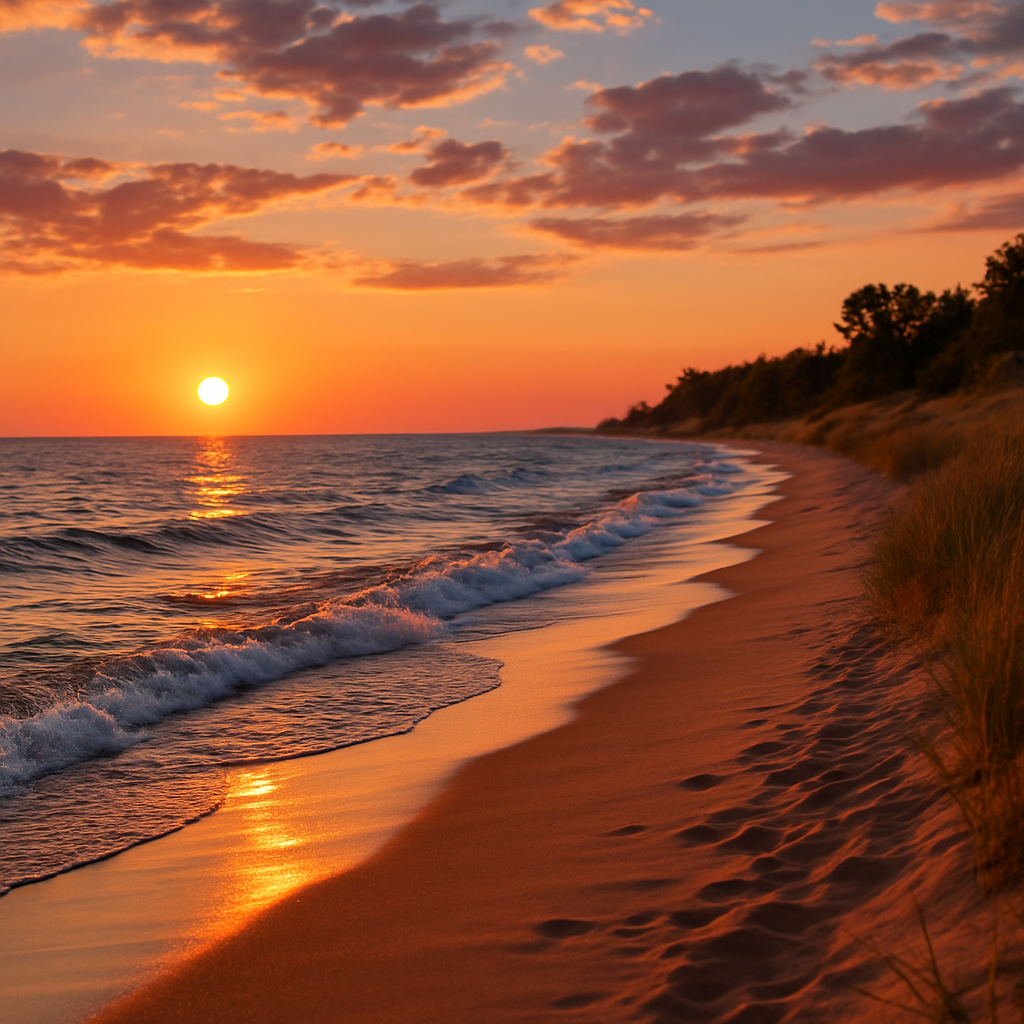 A Lake Michigan Sunset at Oval Beach — Saugatuck, United States