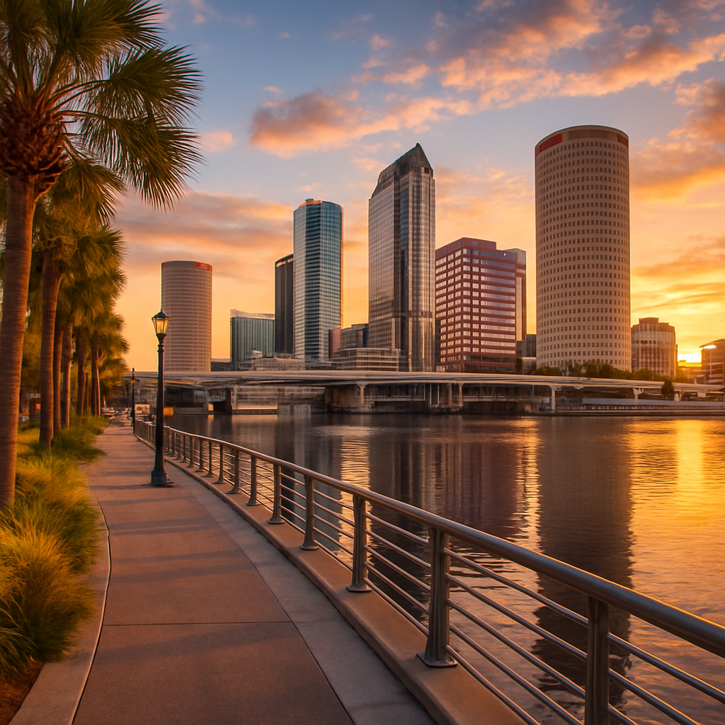 Walk the Riverwalk to Armature Works at Sunset — Tampa, United States