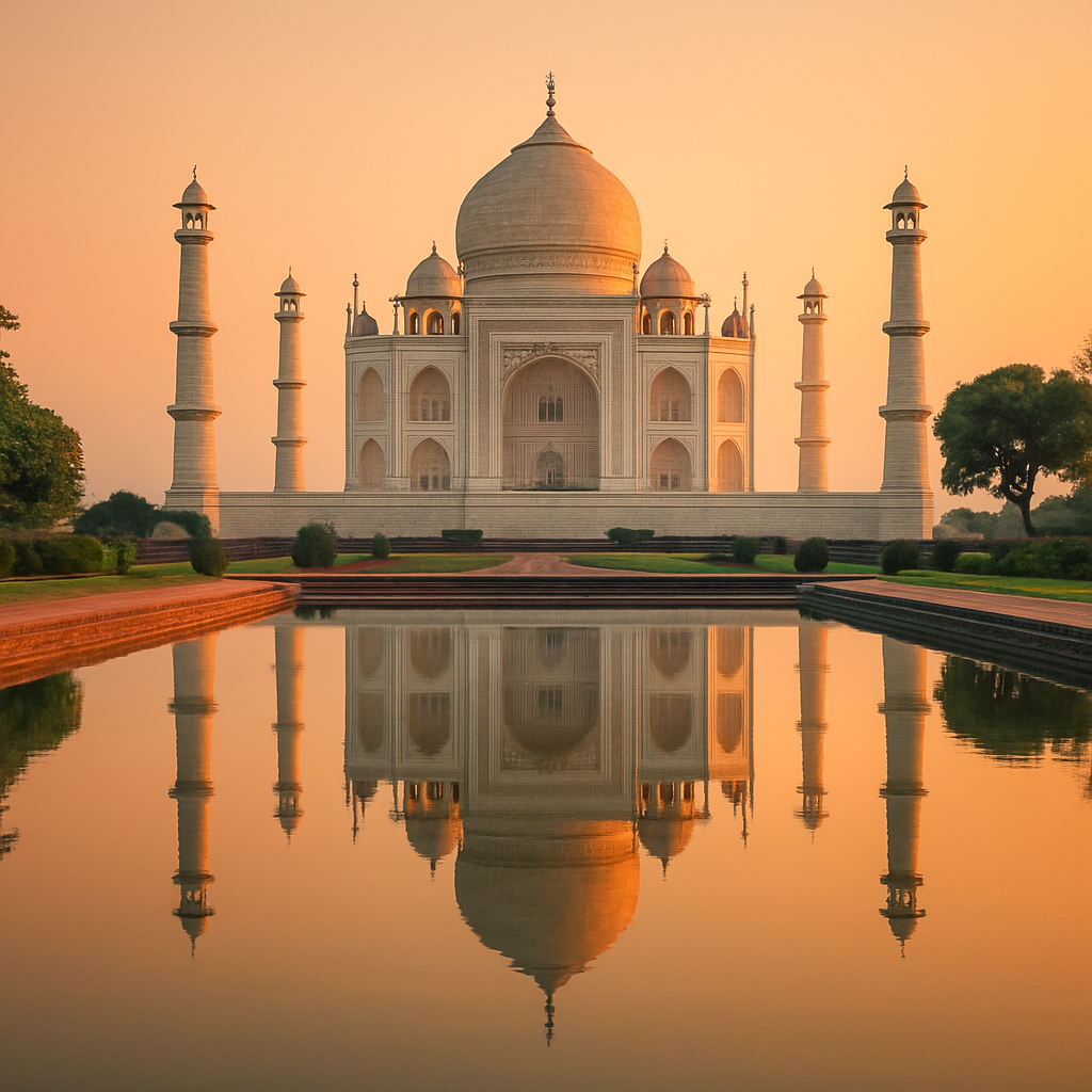 Sunrise at the Taj Mahal — From Across the River — Agra, India