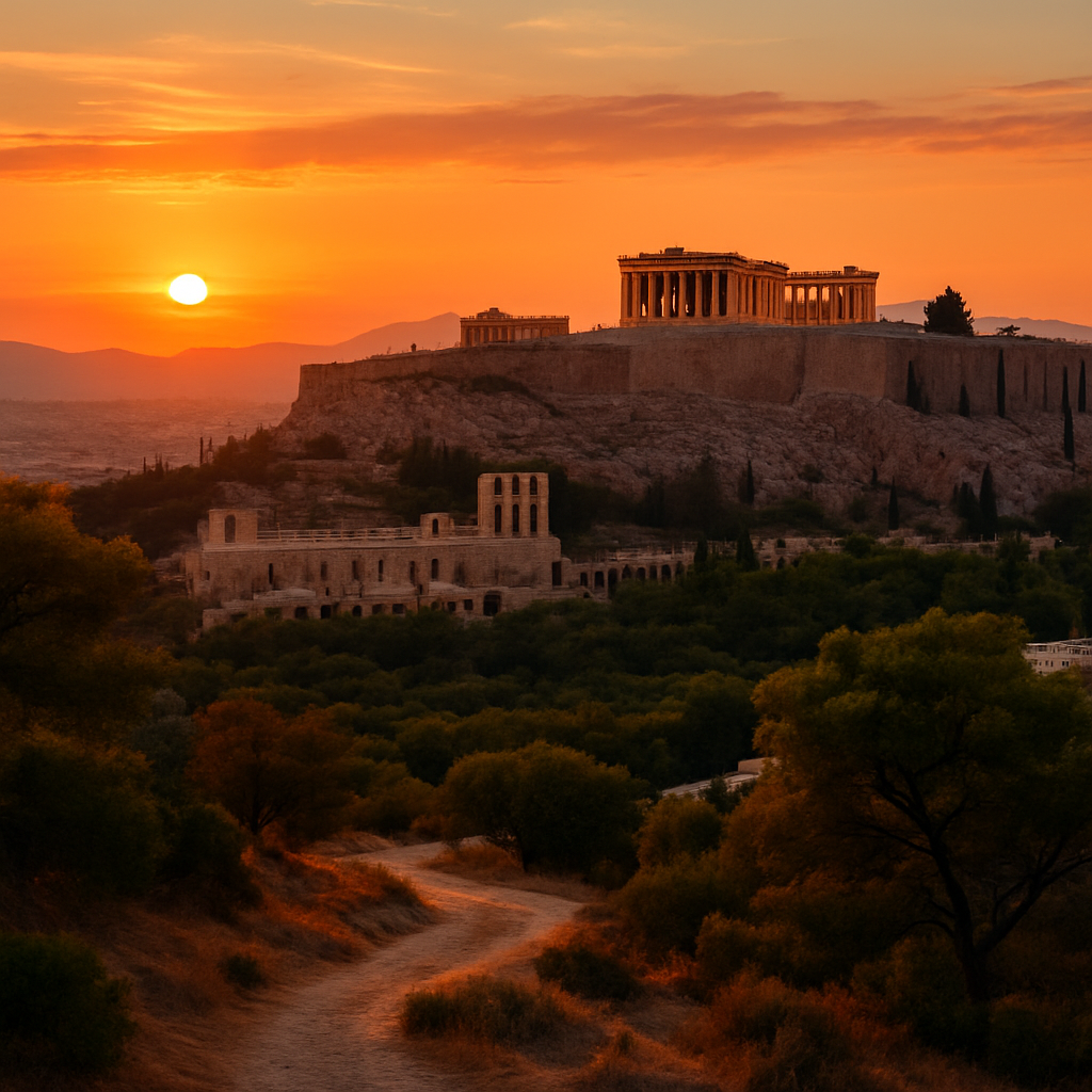 Sunset from Filopappou Hill — Athens, Greece