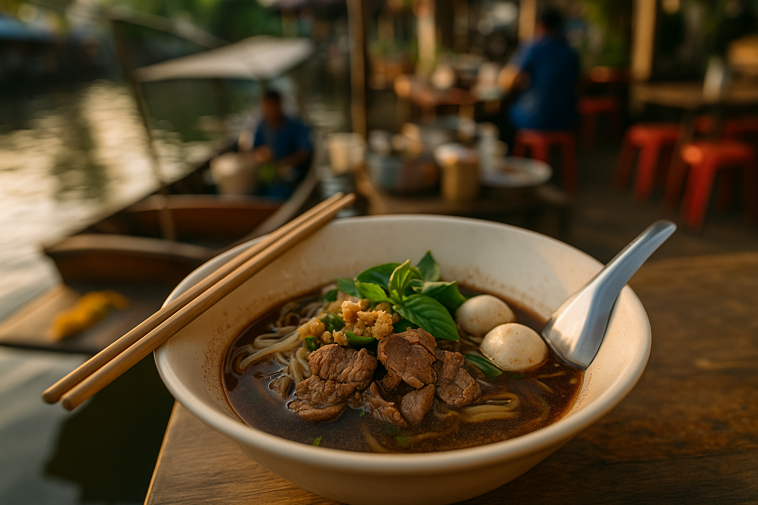 Boat Noodles at Victory Monument — Bangkok, Thailand