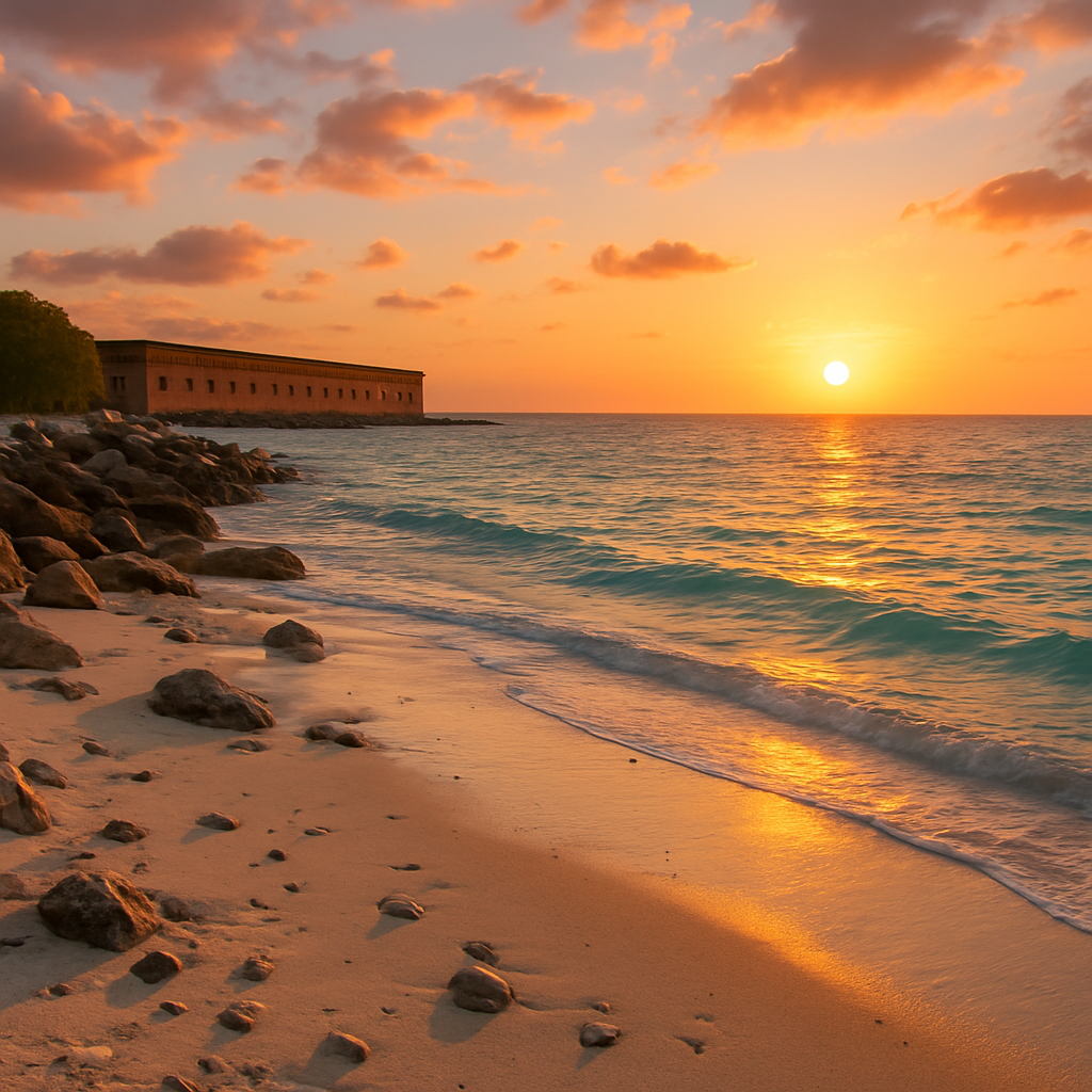 Fort Zachary Taylor Beach at Sunset — Key West, United States