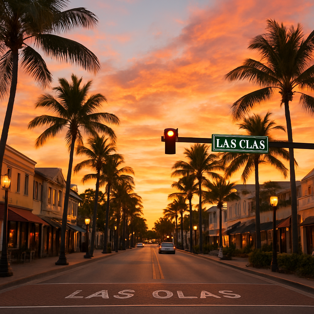Las Olas Boulevard to the Beach at Sunset — Fort Lauderdale, United States