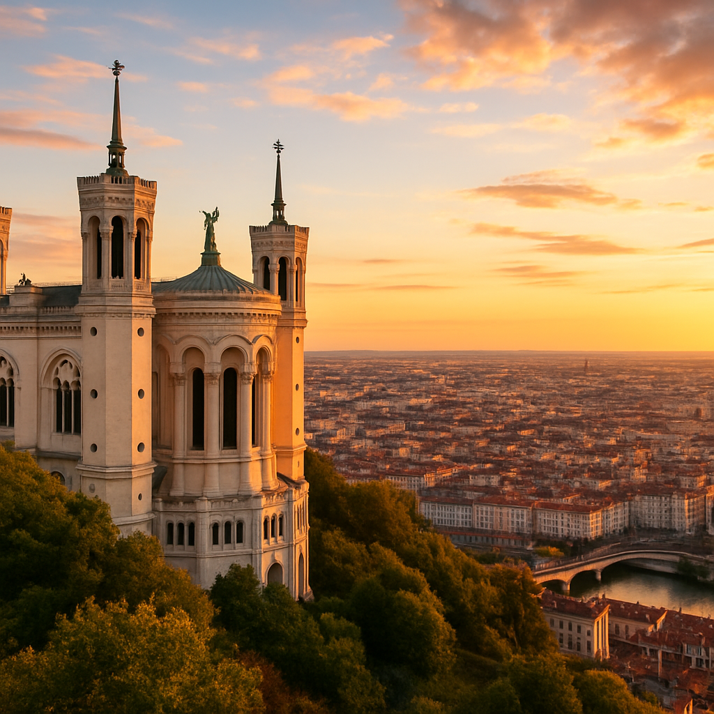 Fourvière Hill at Golden Hour — Lyon, France
