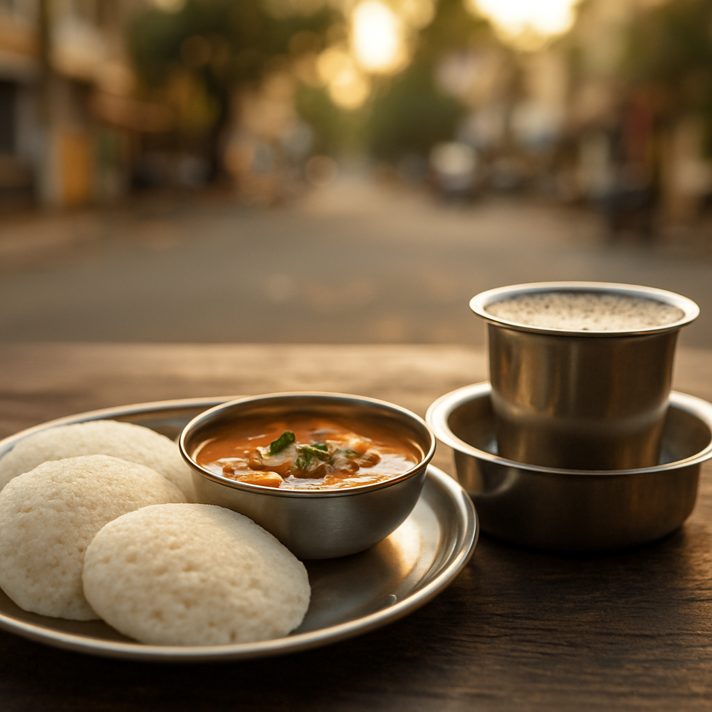 Filter Kaapi and Idli at Murugan Idli Shop — Chennai, India