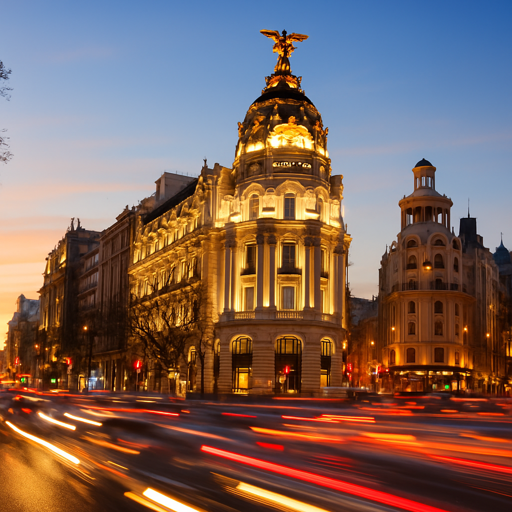 Gran Vía After Dark — Madrid, Spain