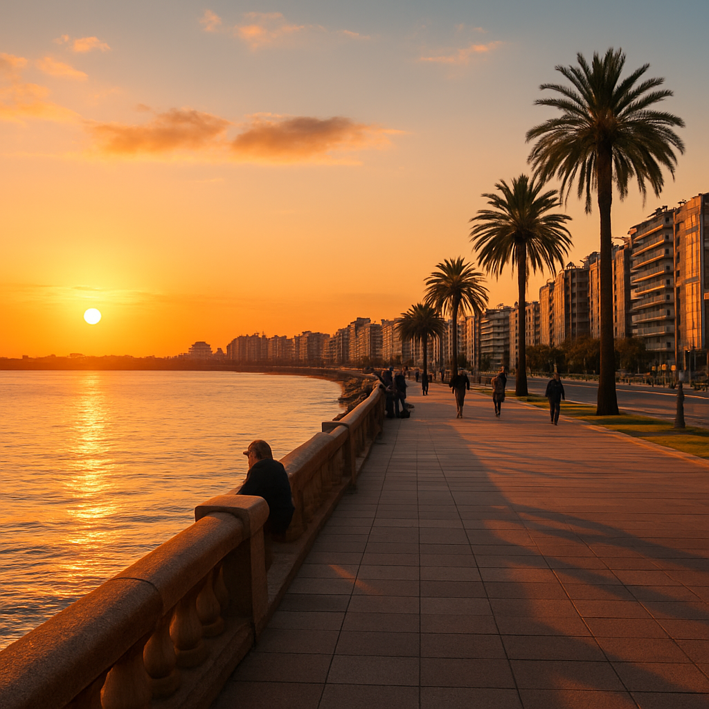 Walk La Rambla at Golden Hour — Montevideo, Uruguay