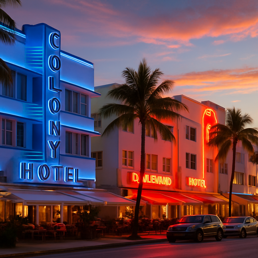 The Art Deco Historic District at Dusk — Miami, United States