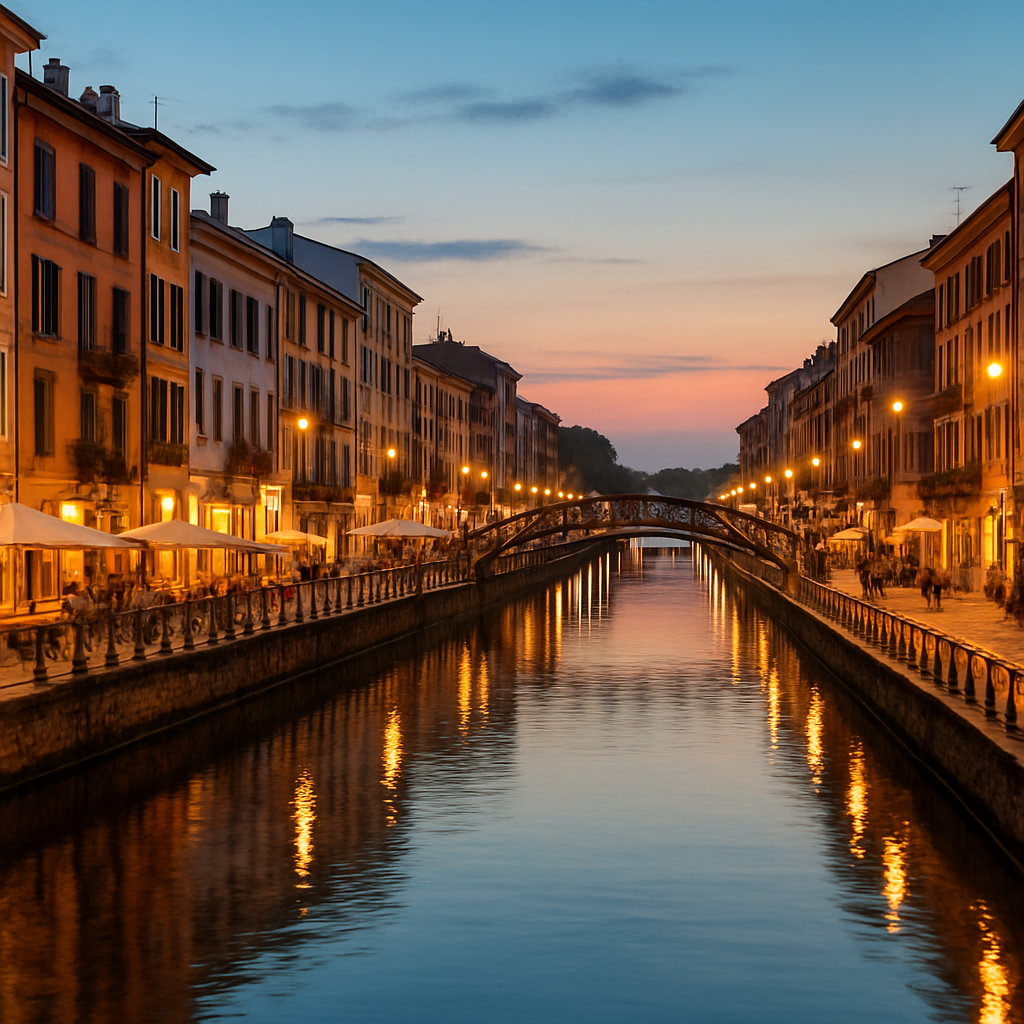 Navigli Canal Walk at Dusk — Milan, Italy