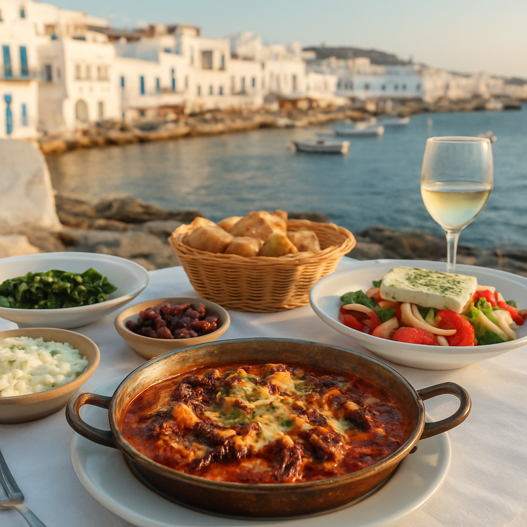 Meze and Ouzo in a Chora Courtyard — Mykonos, Greece