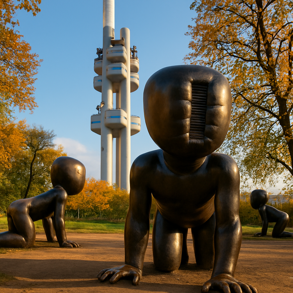 The Žižkov Television Tower and Černý's Babies — Prague, Czech Republic