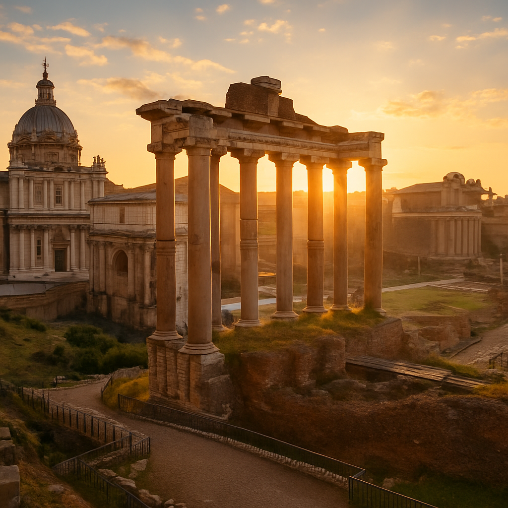 The Colosseum and Roman Forum at First Light — Rome, Italy